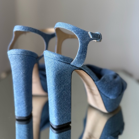 Like new JIMMY CHOO Heloise 120 Knotted Denim Platform Sandals $995 36.5 - Picture 8 of 13